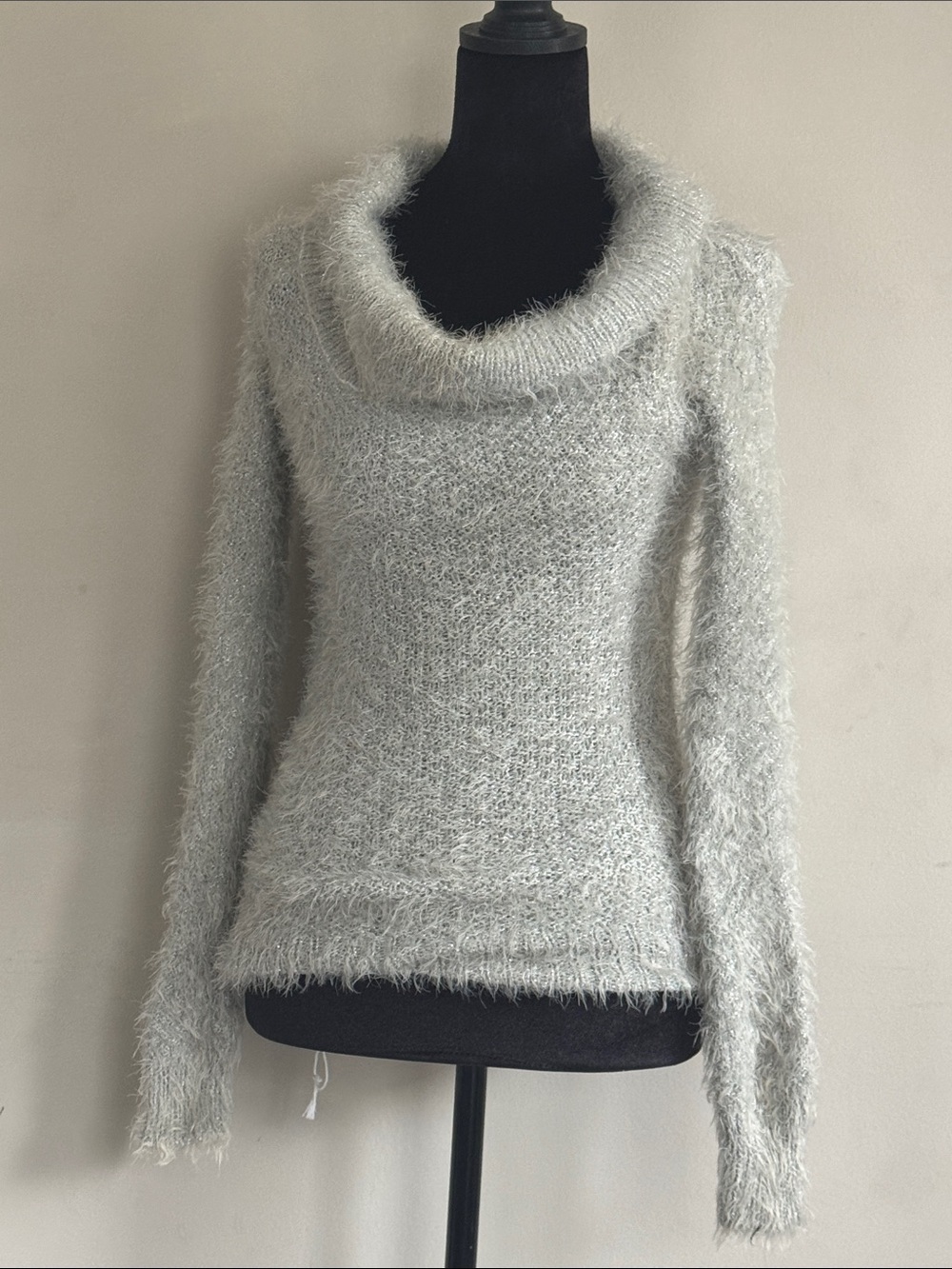 Cozy Cream Fuzzy Cowl Neck Sweater - Women's